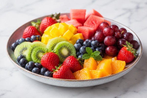Ein Teller mit frischem Obst