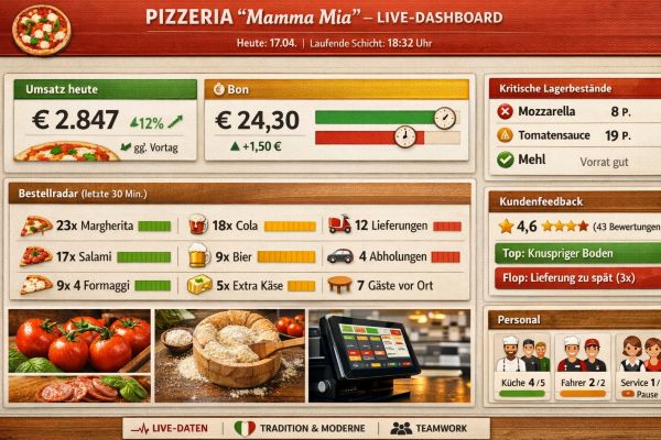 Dashboard für den Filialleiter einer Pizzeria